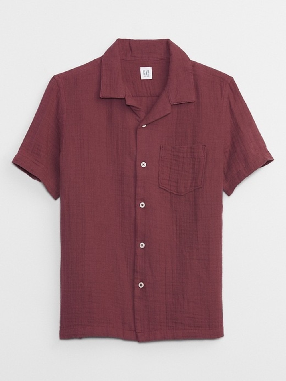 NWT - GAP Kids Factory Gauze Vacay Shirt (Burgundy) Size M (8)